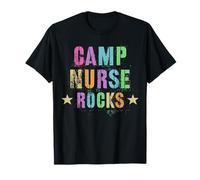 CAMP NURSE ROCKS Divertido equipo médico de campamento para cuidar la salud Camiseta