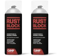 CAMP rust block convertidor de óxido y imprimación - convertidor óxido aerosol, antióxido impermeabile perfecto para restaurar superficies en ferro y acero, 150 ml (Paquete de 2)