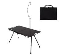 Camp Table, Foldable Picnic Desk,15.75x15.75 Inches Portable Height Adjustable, Built-In Light Holder, Compact Design, Gray Aluminum, RV, Tailgating, Beach, Garden, Patio