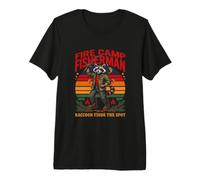 Campamento de Fuego Pescador Mapache Encuentra el Lugar Camping Camiseta Premium