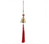 Campana china de latón Feng Shui para riqueza y éxito, timbre de puerta de cobre con diseño de cinco emperadores y borlas de nudo chino, decoración de hogar y jardín rojo/amarillo (rojo)