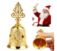 Campana de árbol de Navidad tradicional vintage dorada, campana de mesa festiva, campana de recepción para escuela y eventos, campana de servicio de hotel, meditación, campana de oración