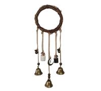 Campana de bruja para decoración de puerta o porche, adorno de jardín colgante de metal chapado en latón con corona de 4 pulgadas y campanas de 1.45 pulgadas, T de 16 pulgadas (estilo 2 12 cm)