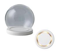 Campana De Con Cúpula Vidrio, 1 Juego Vitrina Mesa Transparente, Base Brillante Madera, Pantalla, Reloj Forma Globo(White,12cm)