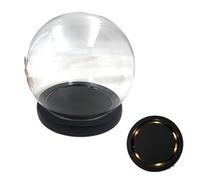 Campana De Con Cúpula Vidrio, 1 Juego Vitrina Mesa Transparente, Base Brillante Madera, Pantalla, Reloj Forma Globo(Black,18cm)