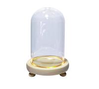 Campana de Cristal Transparente for exhibición, 1 Paquete con Base Madera, Soportes Decorativos Transparentes for Luces LED(12 * 22cm)
