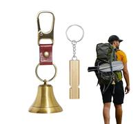 Campana de Defensa de Osos - Silbato de oso metálico Equipo de Supervivencia Portátil Con Mosquetón | Seguridad al aire libre Timbres de Advertencia de Vida Silvestre | Para Ciclismo Deportivo Caza