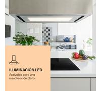 Campana de Isla Remy Brilliant Edition 90 cm, 609 m³/h, EEK A, LED, cristal