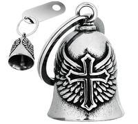 Campana de la guarda, campana de motocicleta de buena suerte, colgador del ángel de la guarda con accesorios para llavero, ángel gris