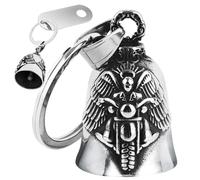 Campana de la guarda, campana de motocicleta de buena suerte, colgador del ángel de la guarda con accesorios para llavero, ángel plateado
