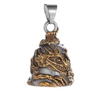 Campana de la suerte para motocicleta, de calavera de 2.13 x 1.26 pulgadas, fichas de metal , diseño único de dragón con artesanía detallada, dije de buena suerte para motociclista