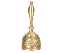 Campana de latón sólido, handbell de llamada a mano con mango de madera que suena para bodas Decoración de vacaciones de servicio de enseñanza en el aula escolar