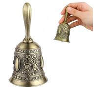 Campana De Llamada De Aleación De Zinc Clásica Tradicional Servicio Handbell Loud Call Bell con Mango para La Escuela Campana de Mano, Campana Clásica de Zinc, Servicio Retro, 1 Unidad, Color Bronce