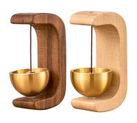 Campana de los comerciantes para puerta, timbre de madera de 2 piezas con campana de latón, campanilla de puertas para negocios, timbre de entrada magnética, comerciantes de madera y metal en forma d