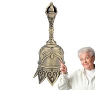 Campana De Mano, Accesorio De Llamada De Latón Súper Fuerte De 12 Cm | Instrumento De Flor De Loto De Aleación De Metal De 96g, Timbre Vintage Que Hace Ruido Proporciona Asistencia Junto A La Cama Par