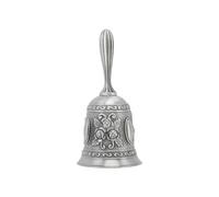 Campana de Mano, Campana Vintage de Metal, Sonido Claro y Pulido para Escuela, Recepción, Oración y Decoración del Hogar (Patrón tallado plata)
