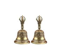 campana de mano de latón Campana ritual de latón tibetano, campana mano budista Vajra for altar meditación, viento exorcismo antiguo, decoración péndulo bolsillo(Size B)
