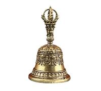 campana de mano de latón Campana ritual de latón tibetano, campana mano budista Vajra for altar meditación, viento exorcismo antiguo, decoración péndulo bolsillo(Size A)