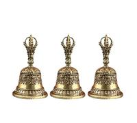 campana de mano de latón Campana ritual de latón tibetano, campana mano budista Vajra for altar meditación, viento exorcismo antiguo, decoración péndulo bolsillo(Size C)