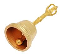 Campana de mano de latón puro popular, campana de mano pequeña de latón, instrumento taoísta de Feng Shui, sonajero de 4.5 pulgadas para boda, cascabel, campana de servicio/654