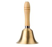 Campana de Mano Multifuncional de 8CM con de Madera, Campana Escolar para Niños, Campanilla Dorada de Cobre, Ideal para Juguetes para Niños