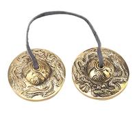 Campana de meditación Beufee, platillos tibetanos Tingsha de 6,5 cm, campanas de meditación, campanas de yoga, campanas de dedo, instrumentos de percusión budistas (patrón de doble dragón)