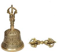 Campana de meditación budista tibetana y Dorje, fabricada en Nepal, campana de bronce 100% hecha a mano para la decoración del hogar para la meditación, la oración, el Reiki, la claridad, la