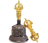 Campana De Meditación Budista, Tibetano Campana, Campana de invocación con manivela manual for meditación, ritual, oración y como budista