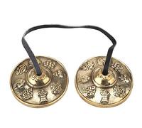 Campana de meditación tibetana hecha a mano de cobre, meditación tibetana, campana de cobre, campana de yoga tibetana en relieve, meditación, campana de yoga con budista, los ocho símbolos (FU)