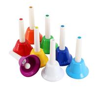 Campana de Metal de 8 de Colores, Instrumento Musical portátil con Sonido Claro y Brillante y Mango, enseñanza, Servicios religiosos, Celebraciones, Grupos de niños y promoción