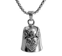 Campana de motociclista para hombre con alas de corazón buena suerte campanas de motociclista, viaje por carretera, viaje diario, cumpleaños, vacaciones, excursiones grupales, bicicletas, llavero