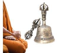 Campana De Oración Budista - Campana De Mano Tibetana Artesanal, Herramienta De Sonido Sagrado Dharma | Campana De Ritual Vintage Con Dorje, Campana De Meditación Para Limpieza De Energía De