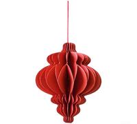 Campana de papel rojo para colgar con montaje magnético de estilo origami único para una fácil instalación, adecuado para Año Nuevo, boda, fiesta, lugar y decoración de jardín (D)