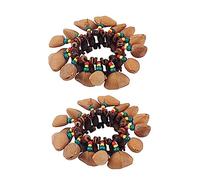 Campana de Pulsera Estilo Tribal Africano Halloween 2 Piezas | Concha Natural, Acompañamiento para Djembé y Mano, Ruido al Mover, para Maestros y Niño Niña