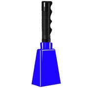Campana de vaca azul de 9 pulgadas con mango de acero negro para eventos deportivos, animación, graduación, decoración de juegos de fútbol y fiestas (azul)