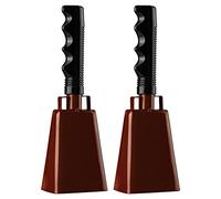 Campana de vaca de acero de 20 cm con mango, campana de mano animadora para eventos deportivos, juegos de fútbol, fiesta, granja, campanillas instrumentos musicales de percusión. (8 pulgadas, bronce)