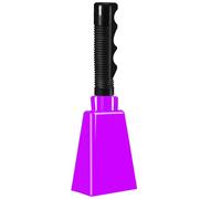 Campana de vaca morada de 9 pulgadas con mango de acero negro para eventos deportivos, animación, graduación, decoración de juegos de fútbol y fiestas (morado)