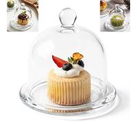 Campana de Vidrio Grueso 12,3cm para Limón y Queso Campana Cristal Alimentos Pequeña para Nevera Para Postres, Cupcakes, Galletas, Magdalenas Tapa De Cristal Reutilizable Conserva Mejor La Frescura