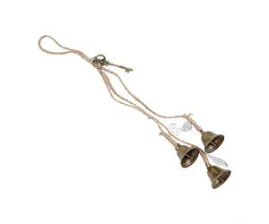 Campana de viento de hierro para brujería con tres campanas para protección del hogar y limpieza de energía negativa, para colgar cerca de la entrada o habitaciones interiores (A y A)