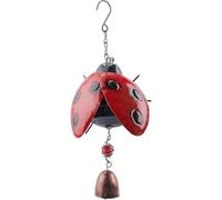 Campana de viento de metal con forma de mariquita, campanilla de viento de la suerte, adornos rústicos para el hogar, jardín, patio, interior y exterior, decoración colgante