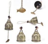 Campana de viento Feng Shui, campana de bendición de aleación de zinc de bronce para buena suerte y fortuna, adorno decorativo colgante para el hogar, jardín, coche, 18 cm
