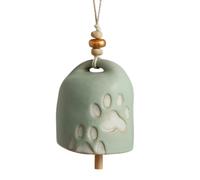 Campana decorativa de cer mica de gres verde salvia de 7 x 4 pulgadas con huellas de mascotas DEMDACO