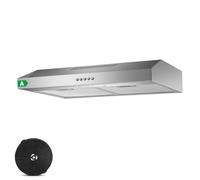 campana extractora 60cm bajo mostrador, campana extractora 60cm aire circulante/aire de escape 201 m³/h, con filtro de carbón CF-D, acero inoxidable