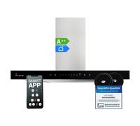 Campana Extractora 60cm Campana de Pared acero inoxidable vidrio negro WiFi