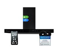 Campana Extractora 60cm Campana de Pared acero inoxidable vidrio negro WiFi