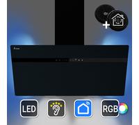 Campana Extractora 90cm acero inoxidable vidrio negro WiFi apagado automático