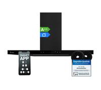 Campana Extractora 90cm Campana de Pared acero inoxidable vidrio negro WiFi [EEK: A++]