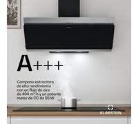 Campana extractora Alessia inclinada | Modo extracción y recirculación | Acero inoxidable | 404 m³/h | 90 cm