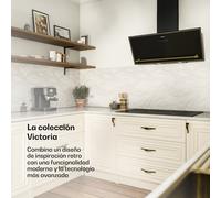 KLARSTEIN Victoria Campana Extractora - 90cm Campana Decorativa, 400 m³/h, A++ Eficiencia, Control Táctil, LED, Silenciosa 52 dB, Negro & Dorado, Extracción & Recirculación