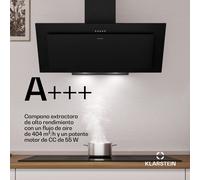 Campana extractora Athena sin cubierta | Modo extracción y recirculación | 404 m³/h | 56 W | 90 cm Klarstein